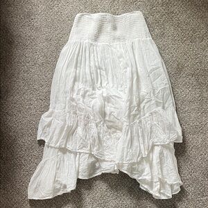American Eagle Outfitters White Tiered High-Low Maxi Skirt